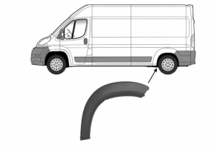 Embout - Tour d'aile arrière gauche pour PEUGEOT BOXER II phase 1, 2006-2014, grise foncée, Neuf
