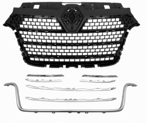 Grille radiateur pour RENAULT MASTER III phase 3, depuis 2019, noire gaufré, avec toutes les moulures chromées, Neuve