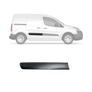 Moulure baguette latérale sur porte arrière droite pour CITROËN BERLINGO II phase 3, 2015-2018, Noire lisse, Neuve