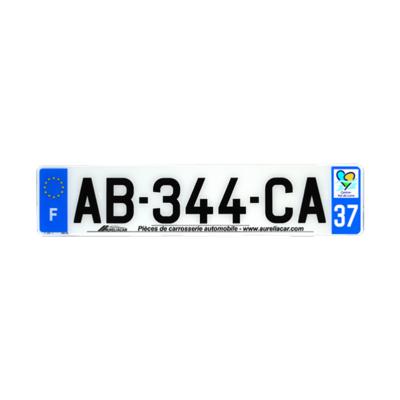 Plaque d'immatriculation AUTO LOGO PUBLICITE AURELIACAR en plexiglas homologuée 52x11cm