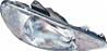 Phare Optique avant droit pour PEUGEOT 206 ph.1, 1998-2003, H4, (verre stri), Neuf