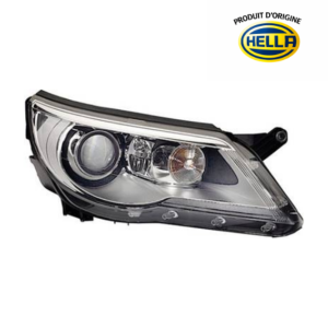 Phare Optique avant droit pour VOLKSWAGEN TIGUAN I ph. 1 2007-2011, produit d'origine HELLA, avec moteur electrique,  BI-XENON D1S+H7, Neuf