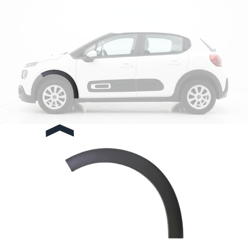 Embout - Tour d'aile avant gauche pour CITROËN C3 III phase 1 2016-2020, partie arrière, noire, neuve