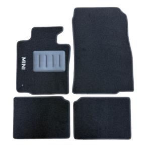 Kit 4 Tapis de sol Auto pour MINI COUNTRYMAN R60, 2010-2017, avec sigle MINI, moquette noire, avec CLIPS, Neuf