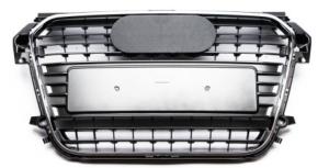 Grille radiateur pour AUDI A1 2010-2014, grise, avec cadre chromée, Neuve