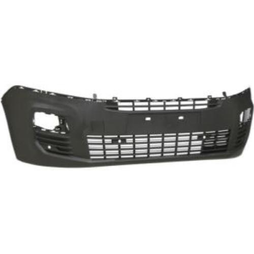 Pare chocs avant pour PEUGEOT PARTNER III ph.1 2018-2024, cache crochet, trous radar + supports, noir gaufré, Neuf