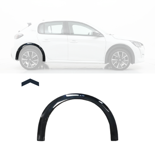 Embout - Tour d'aile arrière droite pour PEUGEOT 208 II phase 1 2019-2023, GT LINE, noir brillant, Neuf