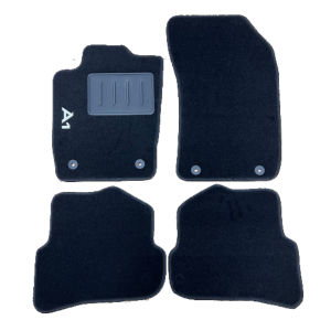 Kit 4 Tapis de sol Auto pour AUDI A1 de 2010 à 2018, sigle A1, avec CLIPS, Neuf
