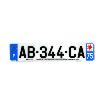 Plaque d'immatriculation AUTO LOGO PUBLICITE AURELIACAR en plexiglas homologuée 52x11cm