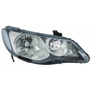 Phare optique avant gauche pour HONDA CIVIC VIII 3/5 portes 2006-2012, HB3-HB4, fond noir, Neuf