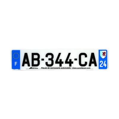 Plaque d'immatriculation AUTO LOGO PUBLICITE AURELIACAR en plexiglas homologuée 52x11cm