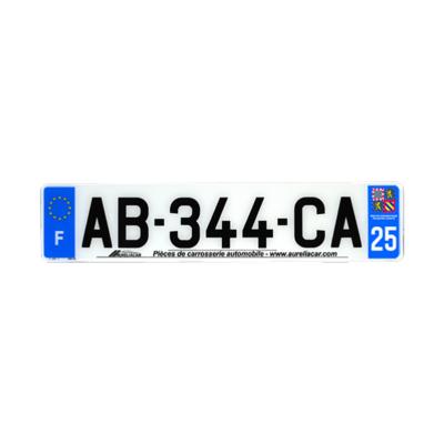 Plaque d'immatriculation AUTO LOGO PUBLICITE AURELIACAR en plexiglas homologuée 52x11cm