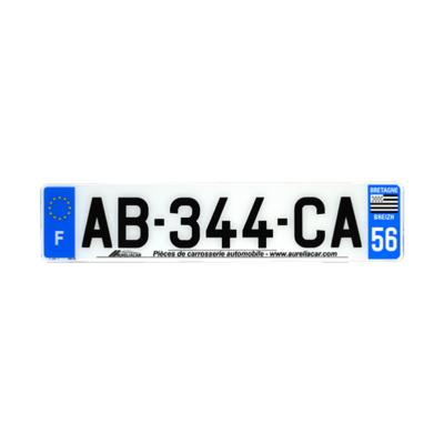 Plaque d'immatriculation AUTO LOGO PUBLICITE AURELIACAR en plexiglas homologuée 52x11cm