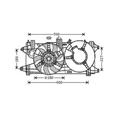 Ventilateur Radiateur moteur pour FIAT DOBLO I ph.2 2006-2010, OEM: 51738799, Neuf