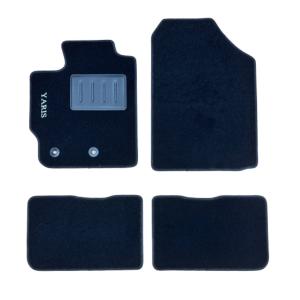 Kit 4 Tapis de sol Auto pour TOYOTA YARIS 2005 à 2011, sigle YARIS, moquette noire et clips, Neuf