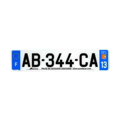 Plaque d'immatriculation AUTO LOGO PUBLICITE AURELIACAR en plexiglas homologuée 52x11cm