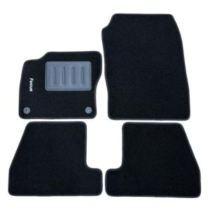 Kit 4 Tapis de sol Auto pour FORD FOCUS III phase 1, 2011-2014, avec sigle FOCUS, moquette noire, avec CLIPS, Neuf