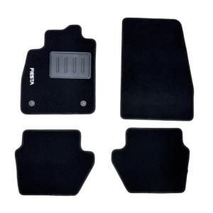 Kit 4 Tapis de sol Auto pour FORD FIESTA VII ph.1 2017-2021, sigle FIESTA VII ph.1, moquette noire et clips, Neuf