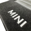 Kit 4 Tapis de sol Auto pour MINI ONE/COOPER F56, 2014-2024, modèle 3 portes, avec sigle MINI, moquette noire, avec CLIPS, Neuf