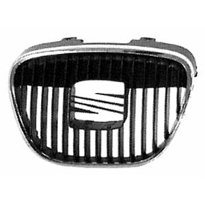 Grille calandre centrale supérieure pour SEAT IBIZA III phase 2, 2006-2008, noire, contour chromée