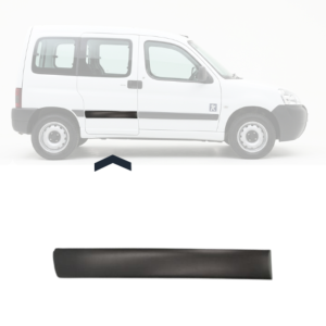 Moulure baguette latérale sur porte arrière droite pour PEUGEOT PARTNER I phase 1, 1996-2002, Noire, hauteur 12cm, avec clips,Neuve