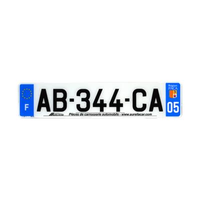 Plaque d'immatriculation AUTO LOGO PUBLICITE AURELIACAR en plexiglas homologuée 52x11cm