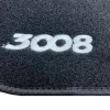Kit 4 Tapis de sol Auto pour PEUGEOT 3008 I 2009-2017, avec sigle 3008, moquette noire et clips, Neuf