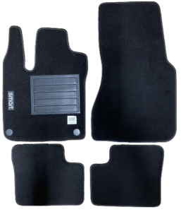 Kit 4 Tapis de sol Auto pour SMART FORFOUR 2014-2019, avec sigle SMART, moquette noire, avec CLIPS, Neuf