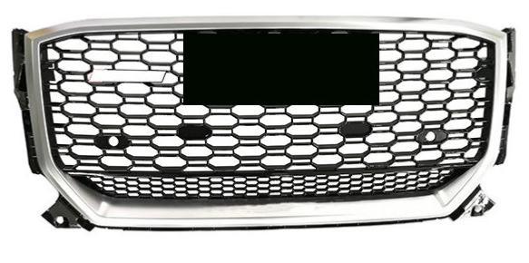 Grille pour AUDI Q2 phase 1 2016-2020 en nid d''abeille, avec trou pour radar, chromée noire, Neuve