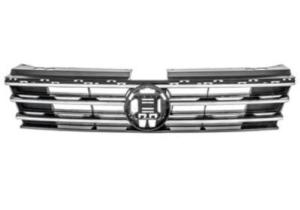 Grille radiateur pour VOLKSWAGEN TIGUAN II phase 1, 2016-2020, noire lisse, avec 3 profils chromeè, Neuve