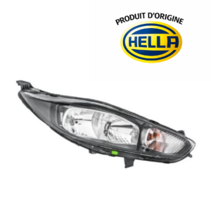 Phare optique avant droit pour FORD FIESTA VI phase 2, 2013-2016, H7+H15, Produit d'origine HELLA, avec moteur et DRL, fond noir, Neuf