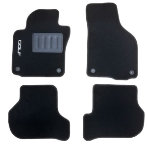 Kit 4 Tapis de sol Auto pour VOLKSWAGEN GOLF VI (5K) 2008-2012, avec sigle GOLF moquette noire Neuf