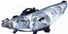 Phare Optique avant gauche pour PEUGEOT 207 SW phase 2, 2009-2013, H7+H1, avec moteur, chromé, Neuf