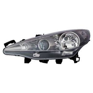 Phare Optique avant gauche pour PEUGEOT 207+, 2012-2014, H7+H7+H1, avec moteur, noir, Neuf