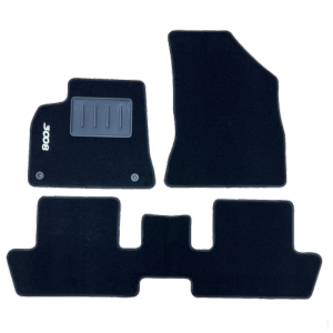 Kit 4 Tapis de sol Auto pour PEUGEOT 3008 I 2009-2017, avec sigle 3008, moquette noire et clips, Neuf