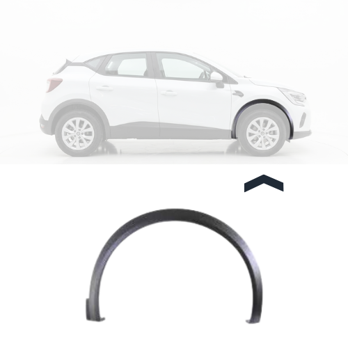 Embout - Tour d'aile avant droit pour RENAULT CAPTUR II 2020-2024, noir gaufré, avec clips, Neuf