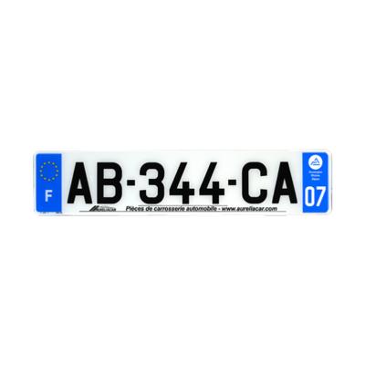 Plaque d'immatriculation AUTO LOGO PUBLICITE AURELIACAR en plexiglas homologuée 52x11cm