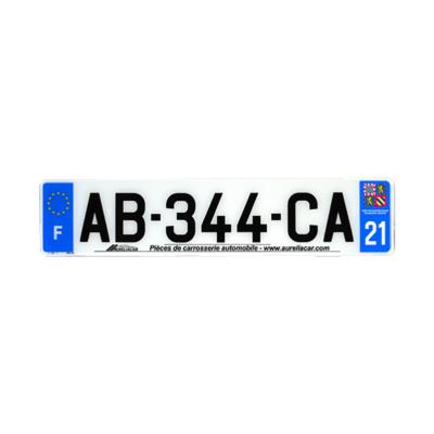 Plaque d'immatriculation AUTO LOGO PUBLICITE AURELIACAR en plexiglas homologuée 52x11cm
