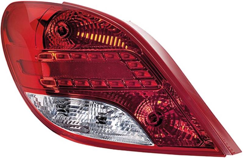 Feu arrière gauche PEUGEOT 207 phase 2, 2009-2012 Led rouge blanc