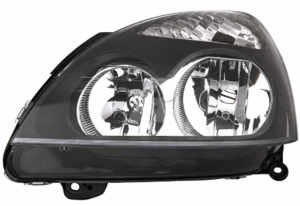 Phare Optique avant gauche pour RENAULT CLIO II phase 2, 2001-2003, H7+H1, fond noir, Neuf