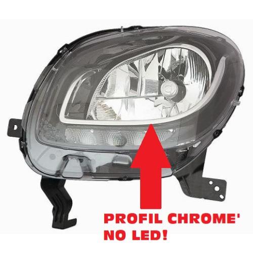 Phare Optique avant gauche pour SMART FORFOUR 2014-2019, H4, feu diurne LED, Neuf