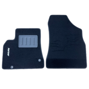 Kit 2 Tapis de sol Auto pour PEUGEOT PARTNER VP/FOURGON II, 2008-2018 (B9), avec sigle PARTNER, moquette noire et clips, Neuf