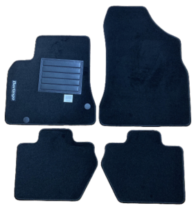 Kit 2 Tapis de sol Auto pour CITROËN BERLINGO VP/FOURGON II, 2008-2018 (B9), avec sigle BERLINGO, moquette noire et clips, Neuf