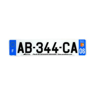 Plaque d'immatriculation AUTO LOGO PUBLICITE AURELIACAR en plexiglas homologuée 52x11cm