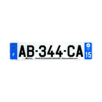 Plaque d'immatriculation AUTO LOGO PUBLICITE AURELIACAR en plexiglas homologuée 52x11cm
