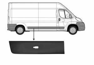 Moulure latérale de porte arrière droite pour PEUGEOT BOXER II 2006-2023, avec clips, noire gaufrée, avec trou pour feu, version empattement extra long, Neuve