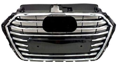 Grille pour AUDI A3 III phase 2 (3 portes) 2016-2020,chromee, noir brillante, avec capteurs, Neuve