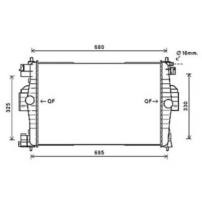Radiateur de refroidissement moteur pour PEUGEOT 308 I ph.1 2007-2011, OEM: 1330Z2, Neuf