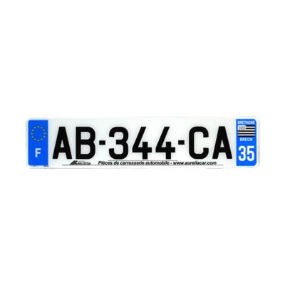 Plaque d'immatriculation AUTO LOGO PUBLICITE AURELIACAR en plexiglas homologuée 52x11cm