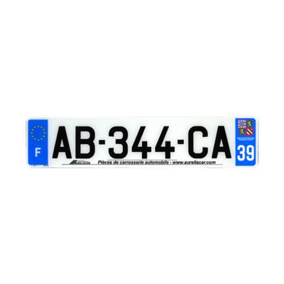 Plaque d'immatriculation AUTO LOGO PUBLICITE AURELIACAR en plexiglas homologuée 52x11cm